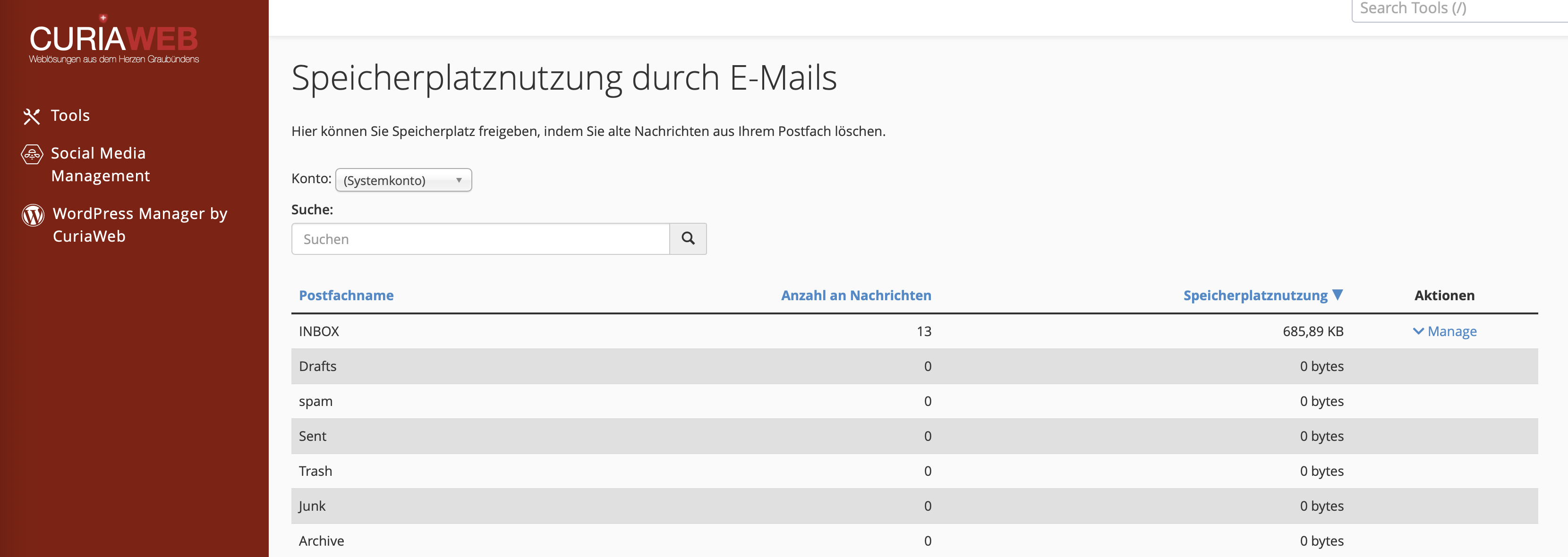 Screenshot Kontoauswahl