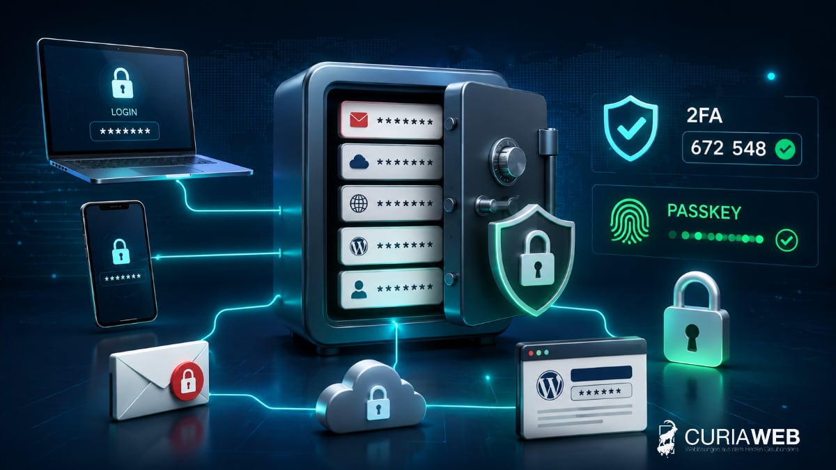 Passwort-Manager zur sicheren Verwaltung von Passwörtern mit 2FA und Passkeys