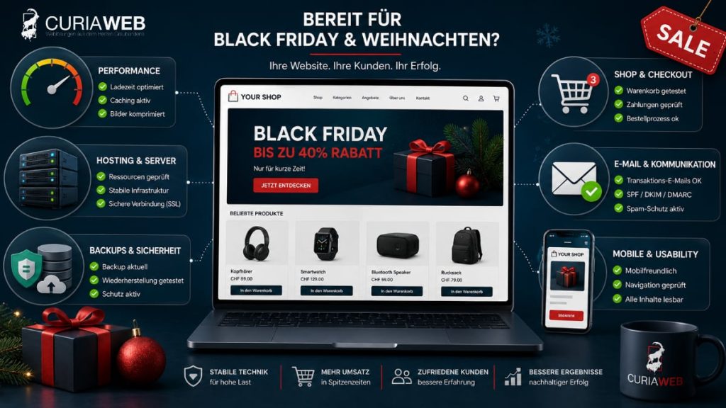 Online-Shop mit technischen Checks für Black Friday und Weihnachtsgeschäft