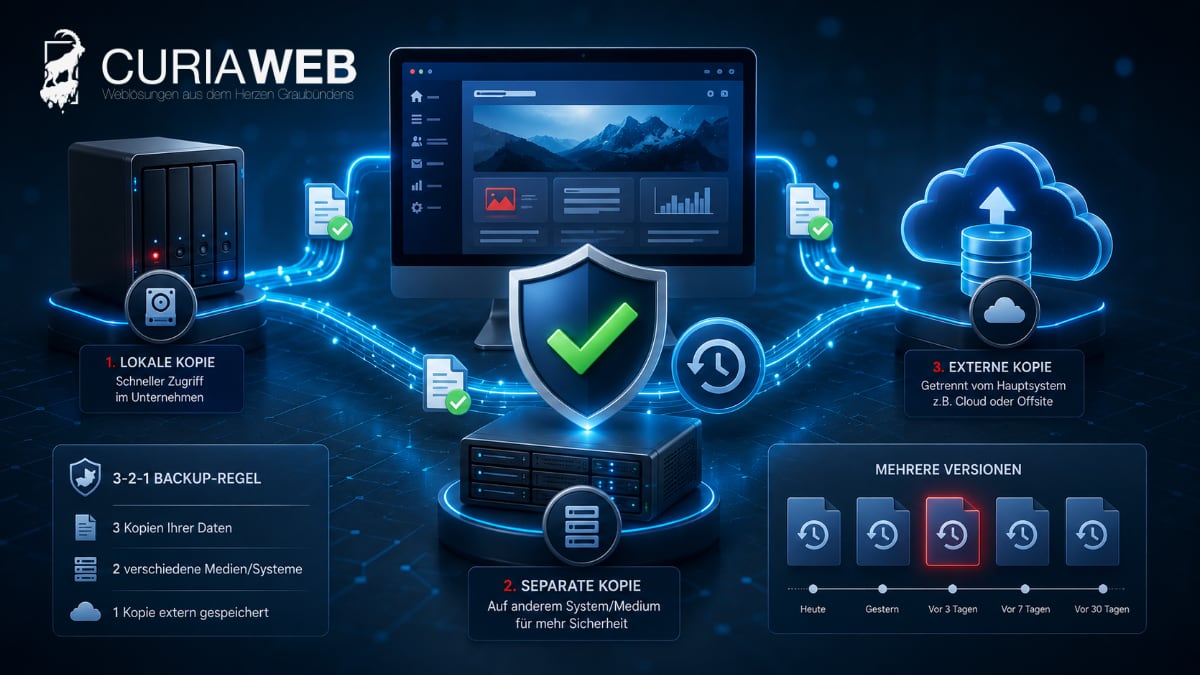 Backup-Strategie für KMU mit mehreren Sicherungskopien und Wiederherstellung