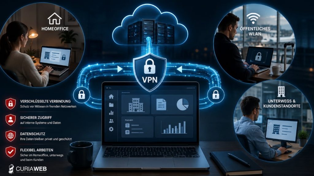 VPN für Unternehmen mit verschlüsselter Verbindung für Homeoffice und mobiles Arbeiten