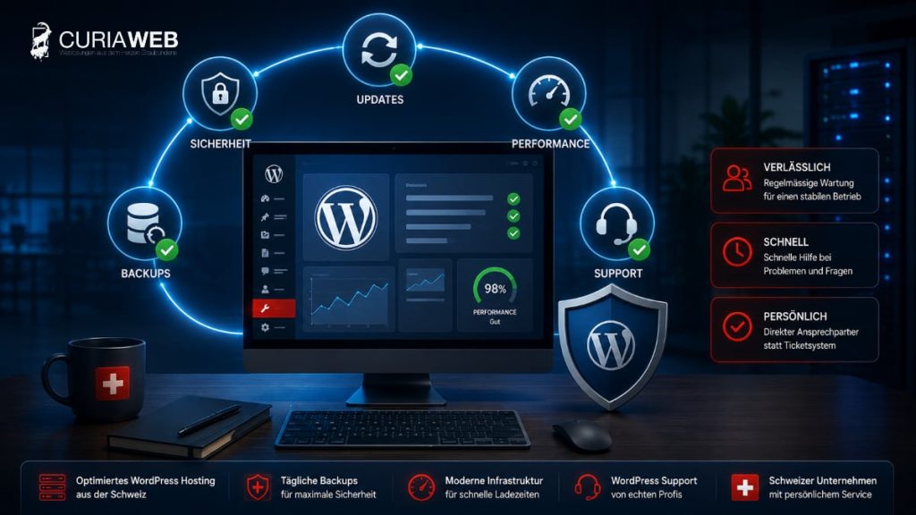 WordPress-Wartung und Support für KMU mit Updates, Backups, Sicherheit und Performance