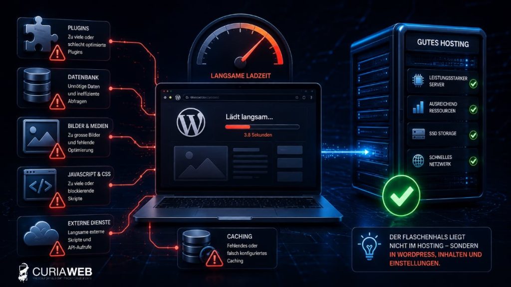 Langsame WordPress-Website trotz gutem Hosting mit typischen Performance-Ursachen