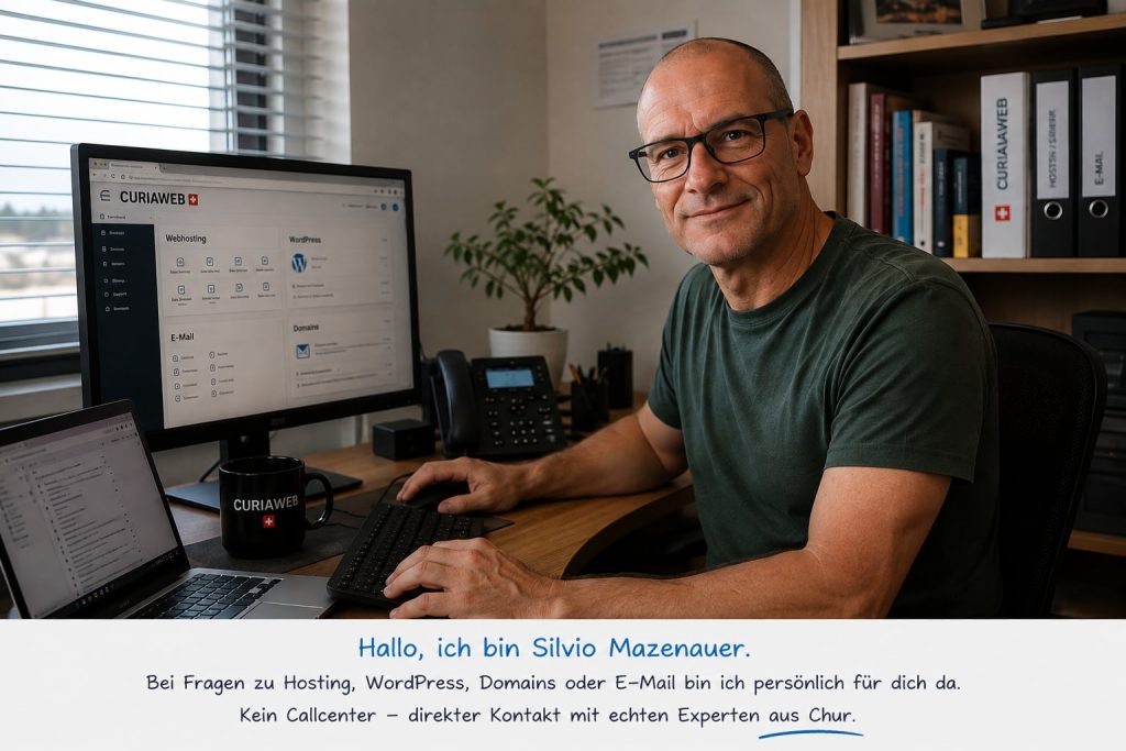 Silvio Mazenauer von CURIAWEB – persönlicher Ansprechpartner für Webhosting, WordPress, Domains und E-Mail.