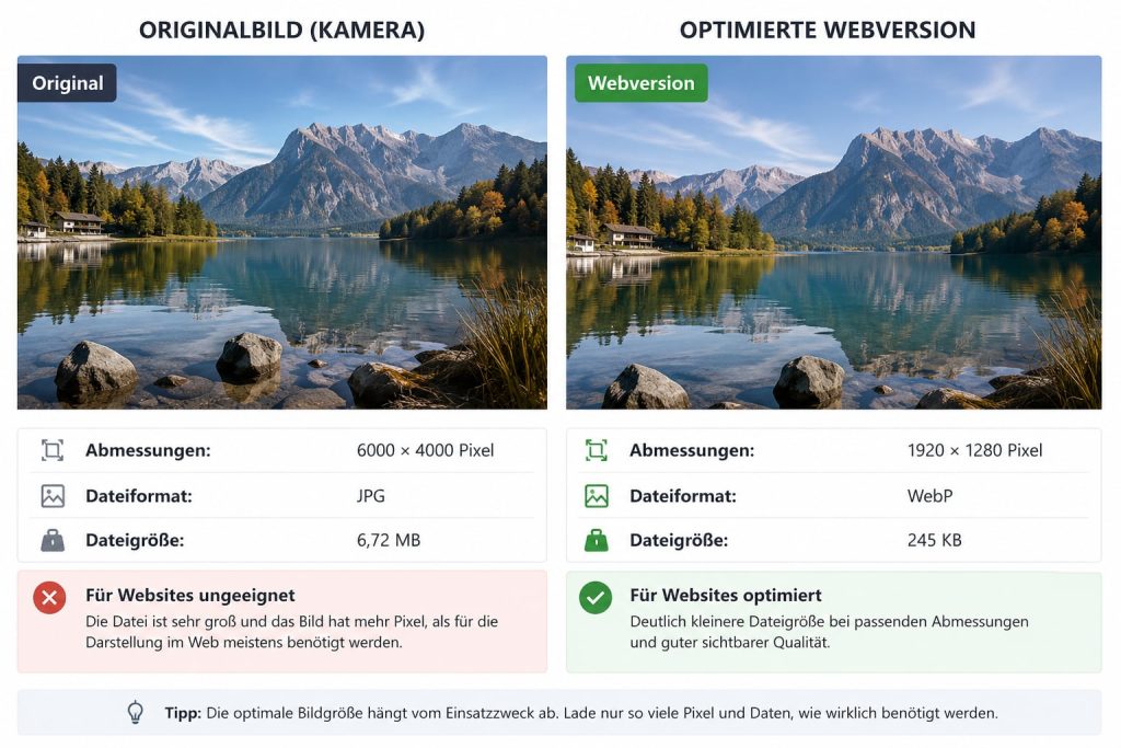 Originalbild und optimierte Webversion im Vergleich