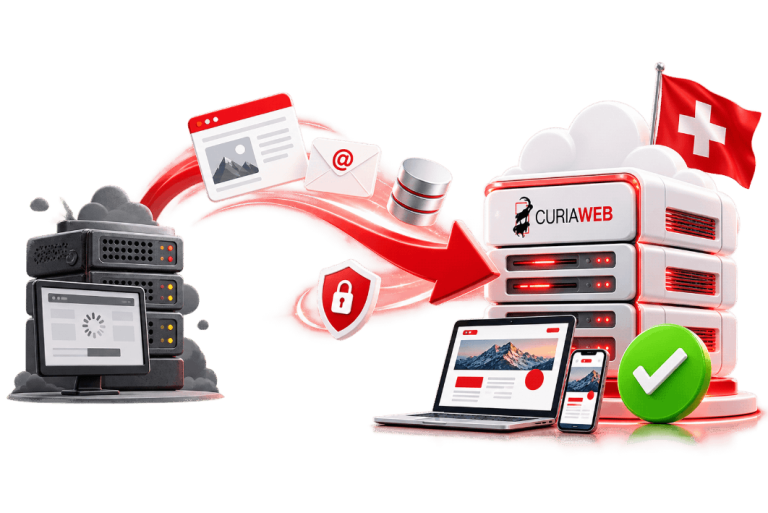 Gratis Website-Umzug zu CURIAWEB mit Übertragung von Website, E-Mails und Datenbank