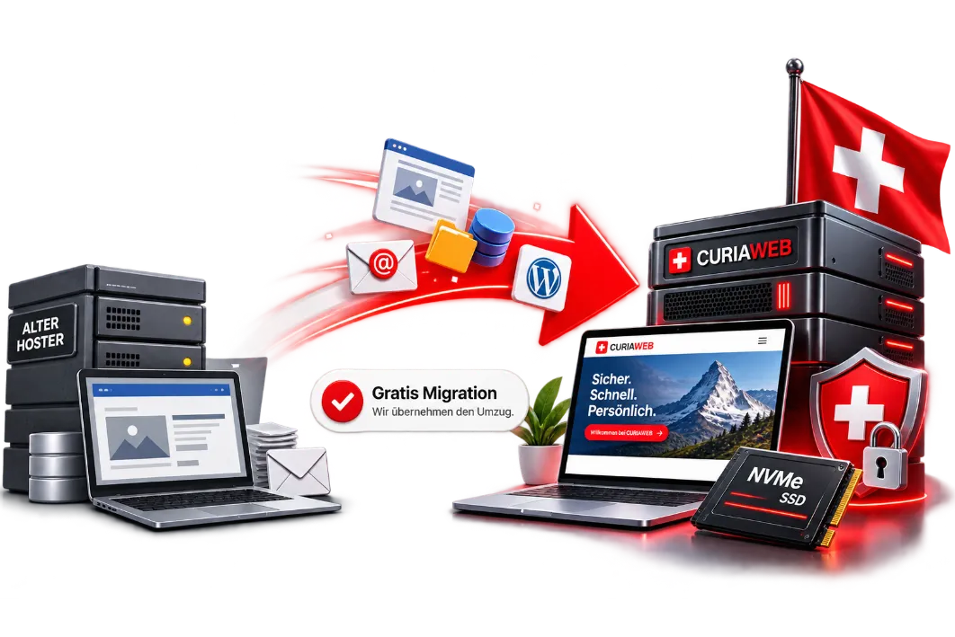 Gratis Website- und E-Mail-Migration zu CURIAWEB Schweizer Webhosting